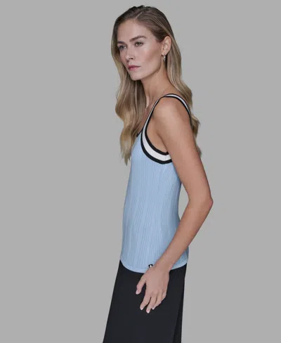 Karl Lagerfeld Women's Contrast Sleeveless Tank Top In Blue