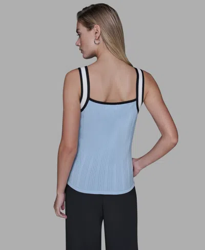 Karl Lagerfeld Women's Contrast Sleeveless Tank Top In Blue