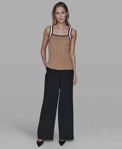 Karl Lagerfeld Women's Contrast Sleeveless Tank Top In Brown
