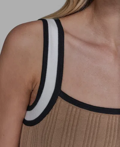 Karl Lagerfeld Women's Contrast Sleeveless Tank Top In Brown