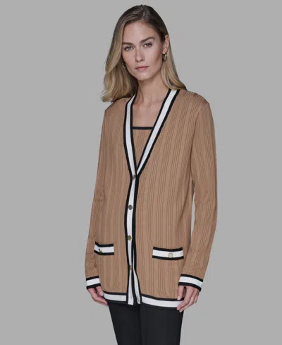 Karl Lagerfeld Women's V-neck Contrast Cardigan