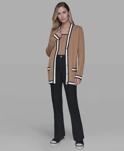 Karl Lagerfeld Women's V-neck Contrast Cardigan