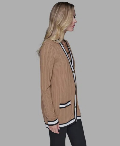 Karl Lagerfeld Women's V-neck Contrast Cardigan