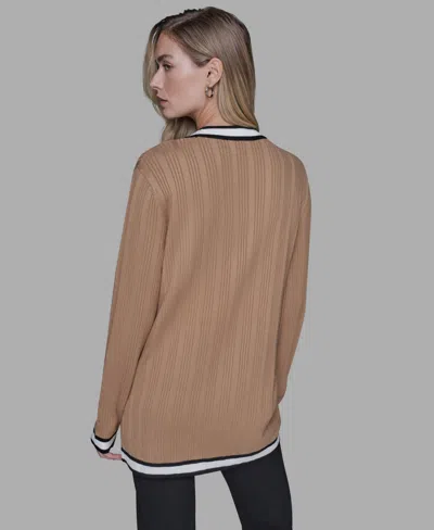 Karl Lagerfeld Women's V-neck Contrast Cardigan