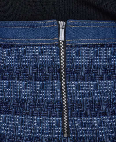 Karl Lagerfeld Women's Tweed And Denim Zipper Mini Skirt In Blue