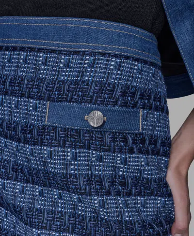 Karl Lagerfeld Women's Tweed And Denim Zipper Mini Skirt In Blue