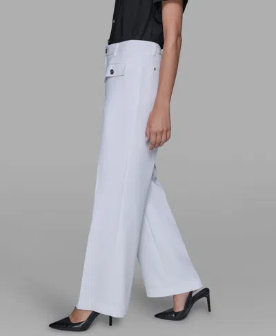 Karl Lagerfeld Women's Mid Rise Straight Leg Pants In White