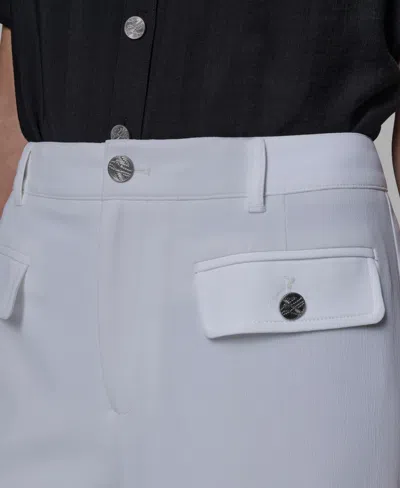 Karl Lagerfeld Women's Mid Rise Straight Leg Pants In White
