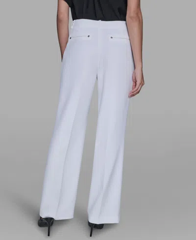 Karl Lagerfeld Women's Mid Rise Straight Leg Pants In White
