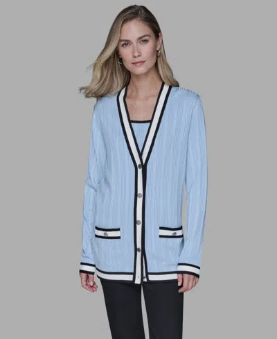 Karl Lagerfeld Women's V-neck Contrast Cardigan