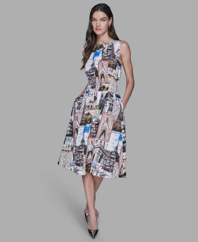Karl Lagerfeld Allover City Scene Print Dress