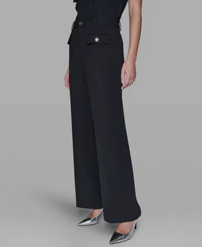 Karl Lagerfeld Women's Mid Rise Straight Leg Pants In Black