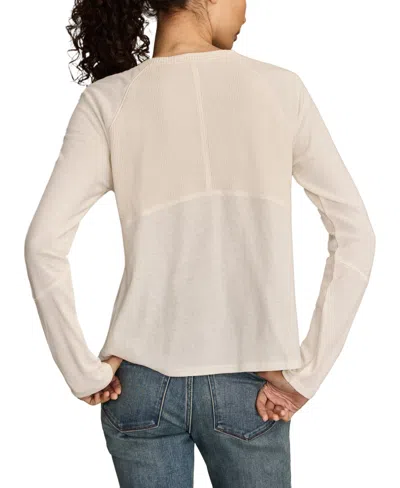 Lucky Brand Women's Waffle Mix V-neck Top In White