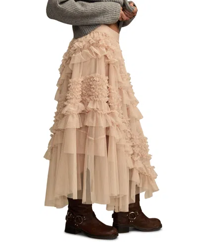 Lucky Brand Women's Mesh Ruffle Maxi Skirt In Brown