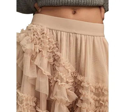 Lucky Brand Women's Mesh Ruffle Maxi Skirt In Brown