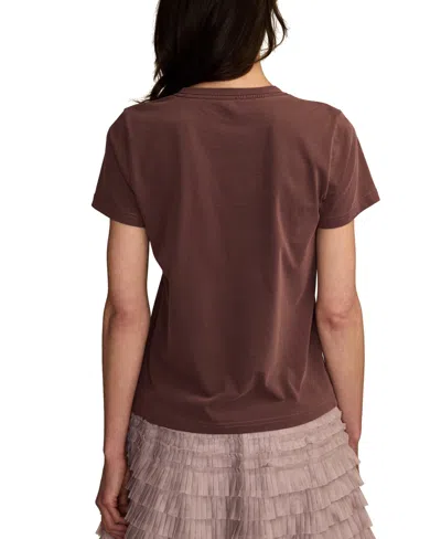 Lucky Brand Women's Lucky Bow Seed Beads Crewneck T-shirt In Brown
