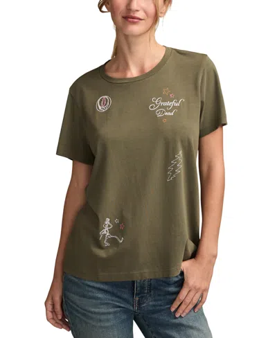 Lucky Brand Women's Grateful Dead Multi Hit Classic Crewneck T-shirt In Green