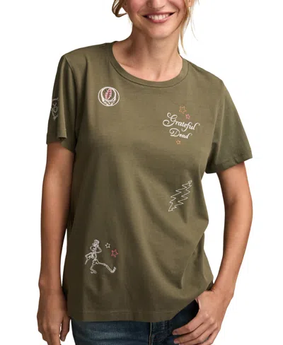 Lucky Brand Women's Grateful Dead Multi Hit Classic Crewneck T-shirt In Green