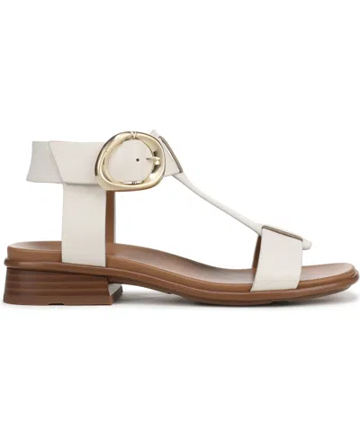 Naturalizer Women's Brandy T-strap Stacked Low Block Heel Sandals In White
