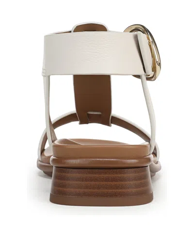 Naturalizer Women's Brandy T-strap Stacked Low Block Heel Sandals In White