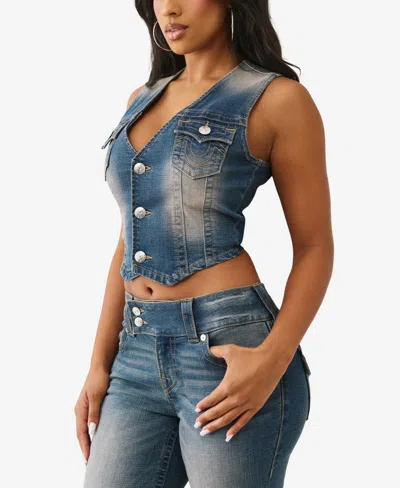 True Religion Denim Vest In Blue
