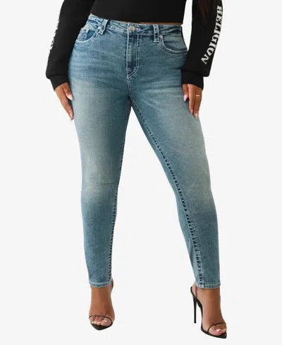 True Religion Plus Size Jennie Crystal Mid Rise Skinny Big T Jeans
