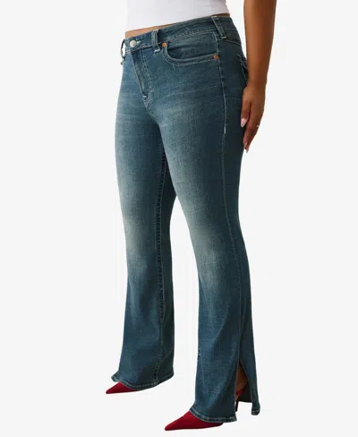True Religion Plus Size Side Slit Becca Bootcut Flap Jeans