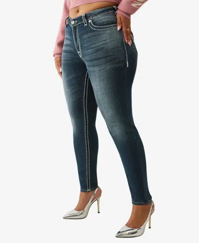 True Religion Plus Size Jennie Mid Rise Skinny Super T Flap Jeans