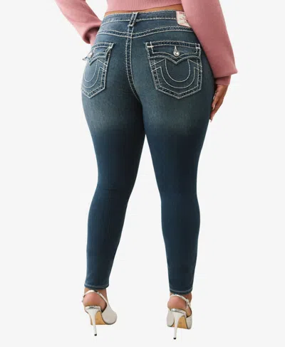 True Religion Plus Size Jennie Mid Rise Skinny Super T Flap Jeans