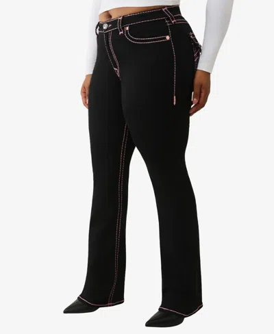 True Religion Plus Size Becca Mid Rise Bootcut Super T Flap Jeans In Black