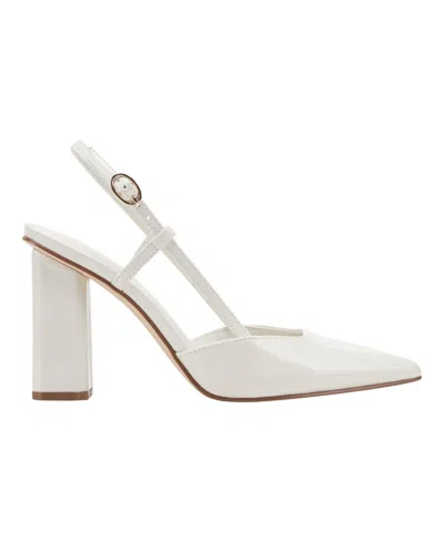 Marc Fisher Women's Dian High Block Heel Slingback Pumps In White