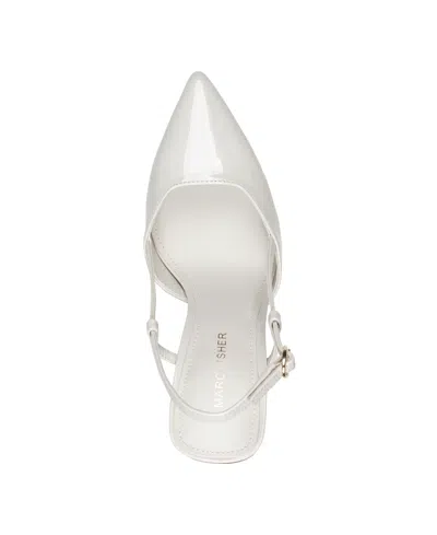 Marc Fisher Women's Dian High Block Heel Slingback Pumps In White