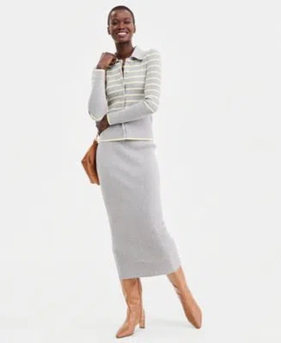 On 34th Collared Cardigan Sweater Sweater Skirt Set Macys Exclusive In Gray