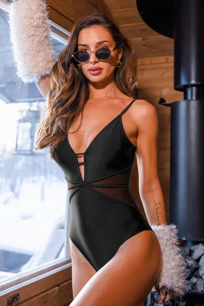 Cupshe Dolce Amore Black One-piece Swimsuit In Black