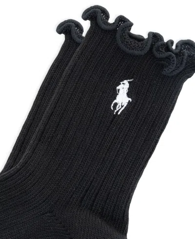Polo Ralph Lauren Women's Lettuce Edge Anklet Socks 79132 In Black