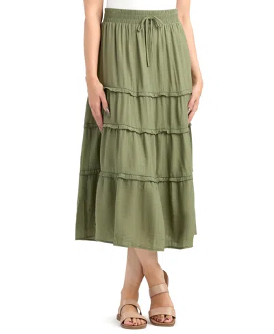 Bcx Junior's Resort Crinkle Midi Skirt In Green