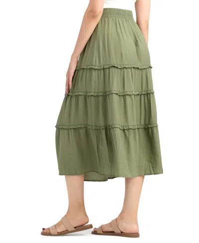 Bcx Junior's Resort Crinkle Midi Skirt In Green