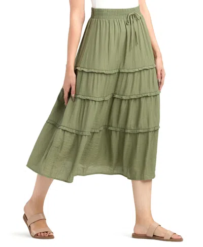 Bcx Junior's Resort Crinkle Midi Skirt In Green