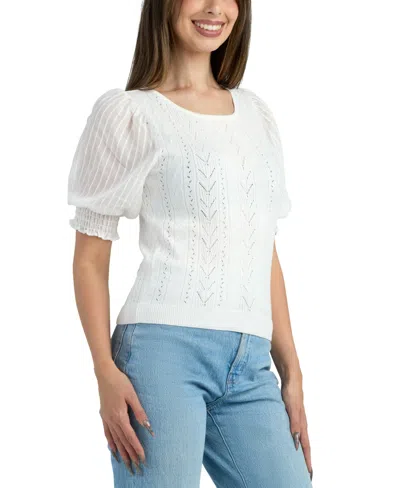 Bcx Junior's Resort Scoop Neck Sweater In White