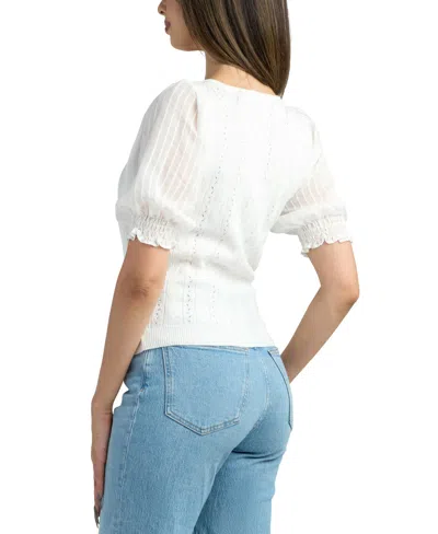 Bcx Junior's Resort Scoop Neck Sweater In White