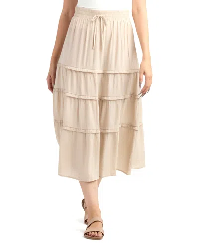 Bcx Junior's Resort Crinkle Midi Skirt In Neutral