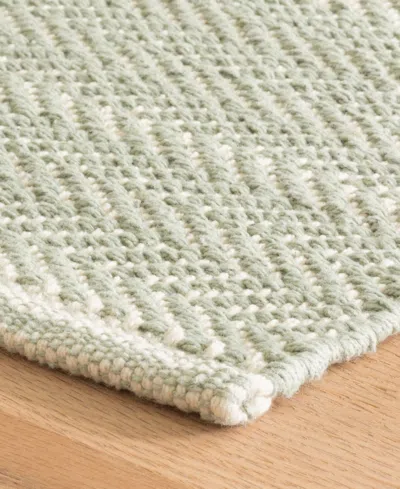 Dash And Albert Rugs By Annie Selke Herringbone Cotton Rda357 2'6''x8' Runner Area Rug In Green