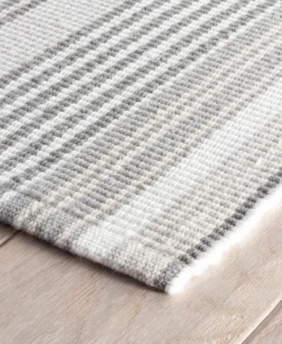 Dash And Albert Rugs By Annie Selke Gradation Ticking Indoor/outdoor Da169 2'6''x20' Runner Area Rug In Gray