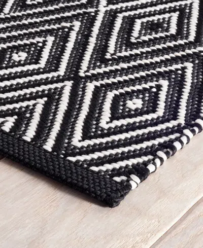 Dash And Albert Rugs By Annie Selke Diamond Indoor/outdoor Rdb170 2'6''x12' Runner Area Rug In Black