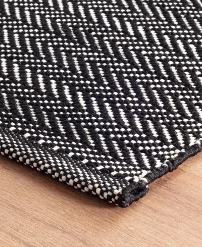 Dash And Albert Rugs By Annie Selke Herringbone Indoor/outdoor Da971 2'6''x18' Runner Area Rug In Black