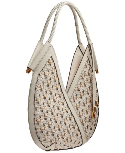 Donna Karan Baldwin Woven Grommet Shoulder Bag In Brown