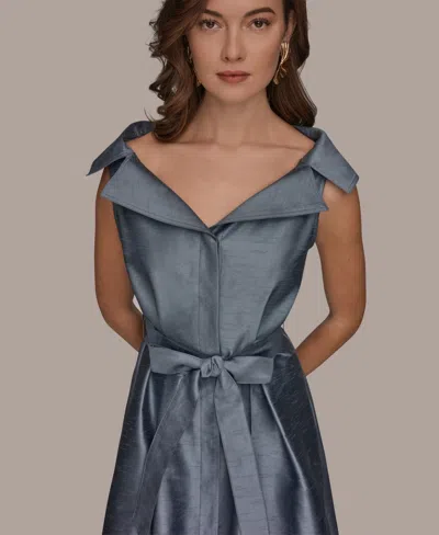 Donna Karan Belted Fit-and-flare Dress In Gray