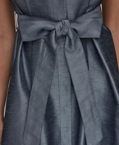 Donna Karan Belted Fit-and-flare Dress In Gray
