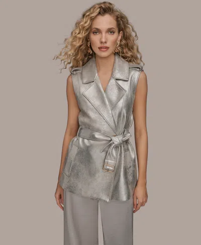 Donna Karan Women's Metallic Belted Sleeveless Vest