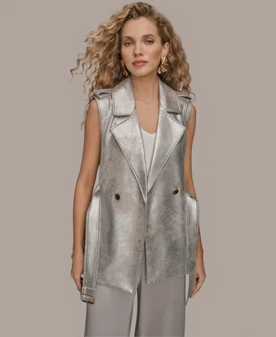Donna Karan Women's Metallic Belted Sleeveless Vest
